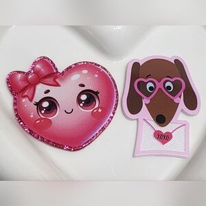Flatback Valentine Dog Dauschund Crafts‎ Badge Magnet Keychain Bag Clip Pin